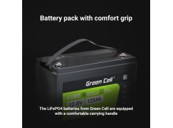 Baterie Lithium-železo-fosfátová LiFePO4 Green Cell 12V 12.8V 125Ah pro solární panely, obytné automobily a lodě