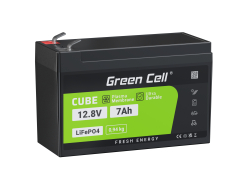 Green Cell® akkumulátor LiFePO4 7Ah 12.8V 89,6Wh lítium vasfoszfát típusú Fotovoltaikkus rendszer, Lakóautó, Csónak