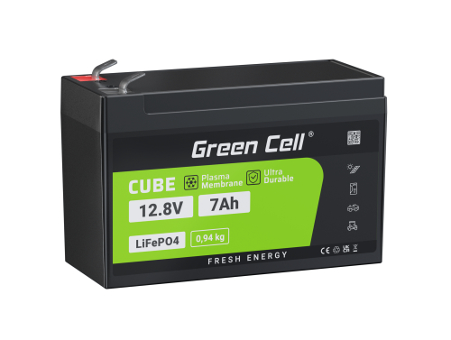 Green Cell® LiFePO4 Akku 12.8V 7Ah 89.6Wh LFP Lithium Batterie 12V mit BMS für USV UPS Alarm Spielzeug CCTV Telekom Medizin Reha