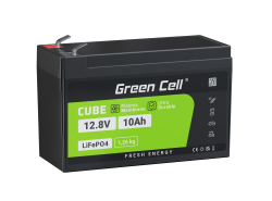 Green Cell Baterie LiFePO4 10Ah 12.8V 128Wh Lithium-Iron-Phosphate pro napájení a nouzové osvětlení, ovládací panely
