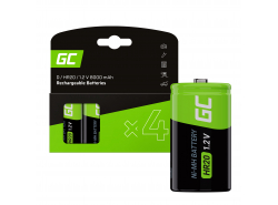 Green Cell Batterie Akku 4x D R20 HR20 Ni-MH 1.2 V 8000 mAh - OUTLET