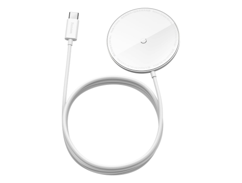 Induktív töltő Baseus Simple Mini mágnessel az iPhone-hoz, 15W, Magsafe, Fehér szín