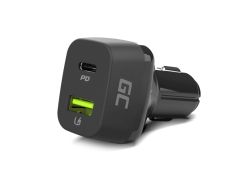 Green Cell Įkroviklis Automobilinis 48 W Power Delivery su Quick Charge 3.0 - USB-C, USB-A
